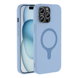 Apple iPhone 14 Pro Max Kılıf M-Safe Şarj Özellikli Zore Aris Silikon Kapak Baby Blue