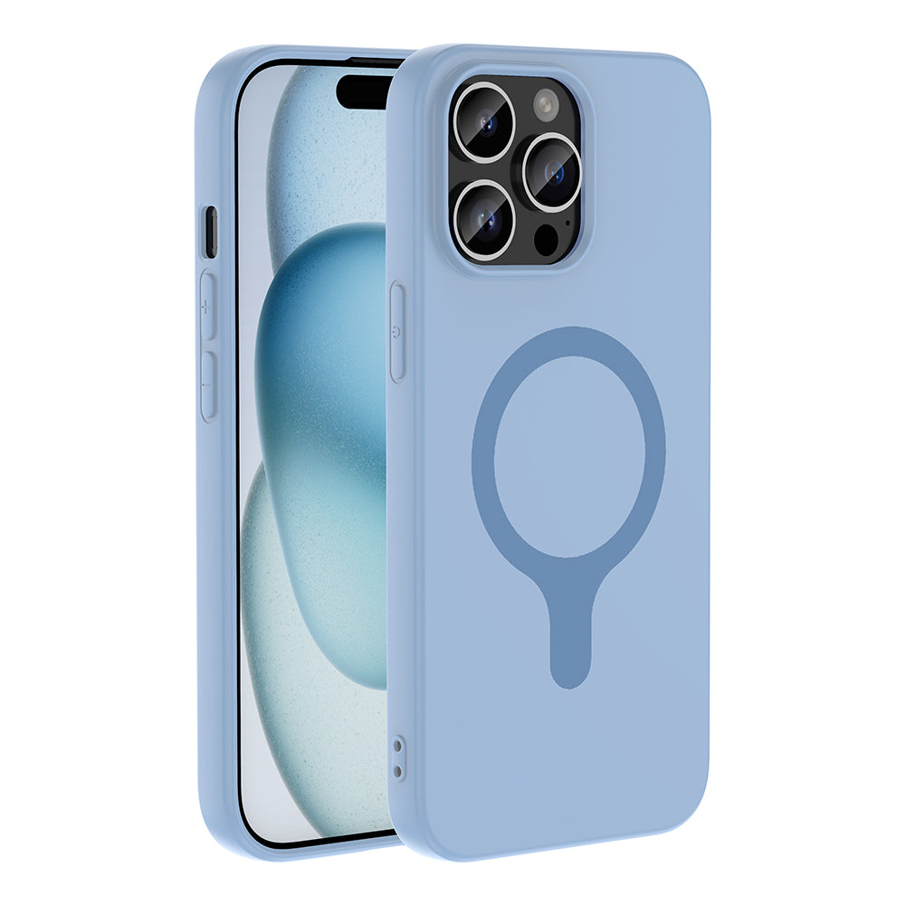 Apple iPhone 14 Pro Max Kılıf M-Safe Şarj Özellikli Zore Aris Silikon Kapak Baby Blue