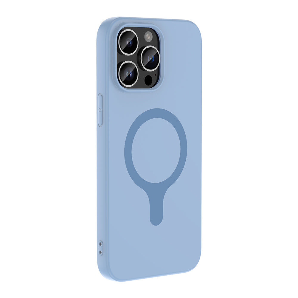 Apple iPhone 14 Pro Max Kılıf M-Safe Şarj Özellikli Zore Aris Silikon Kapak Baby Blue