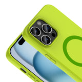 Apple iPhone 14 Pro Max Kılıf M-Safe Şarj Özellikli Zore Aris Silikon Kapak Yeşil