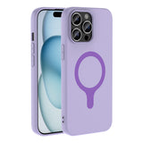 Apple iPhone 14 Pro Max Kılıf M-Safe Şarj Özellikli Zore Aris Silikon Kapak Lila