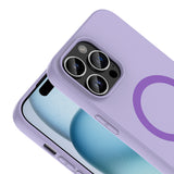 Apple iPhone 14 Pro Max Kılıf M-Safe Şarj Özellikli Zore Aris Silikon Kapak Lila