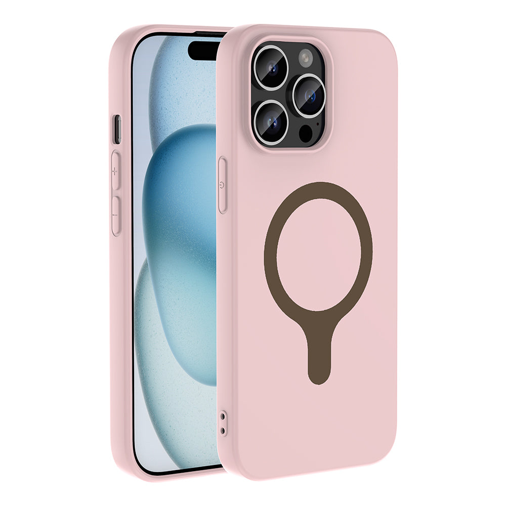 Apple iPhone 14 Pro Max Kılıf M-Safe Şarj Özellikli Zore Aris Silikon Kapak Açık Pembe