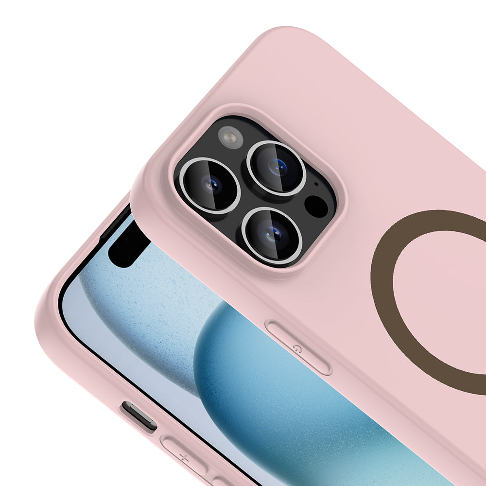 Apple iPhone 14 Pro Max Kılıf M-Safe Şarj Özellikli Zore Aris Silikon Kapak Açık Pembe