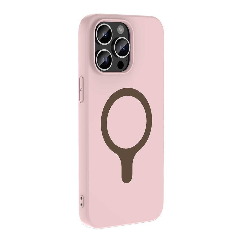 Apple iPhone 14 Pro Max Kılıf M-Safe Şarj Özellikli Zore Aris Silikon Kapak Açık Pembe