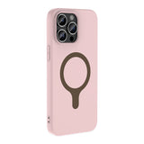 Apple iPhone 14 Pro Max Kılıf M-Safe Şarj Özellikli Zore Aris Silikon Kapak Açık Pembe