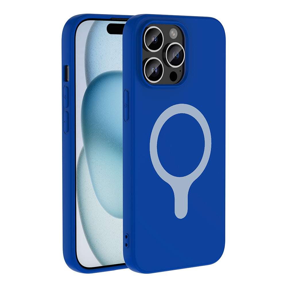 Apple iPhone 14 Pro Max Kılıf M-Safe Şarj Özellikli Zore Aris Silikon Kapak Saks Mavi