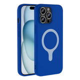 Apple iPhone 14 Pro Max Kılıf M-Safe Şarj Özellikli Zore Aris Silikon Kapak Saks Mavi