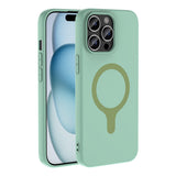 Apple iPhone 14 Pro Max Kılıf M-Safe Şarj Özellikli Zore Aris Silikon Kapak Turkuaz
