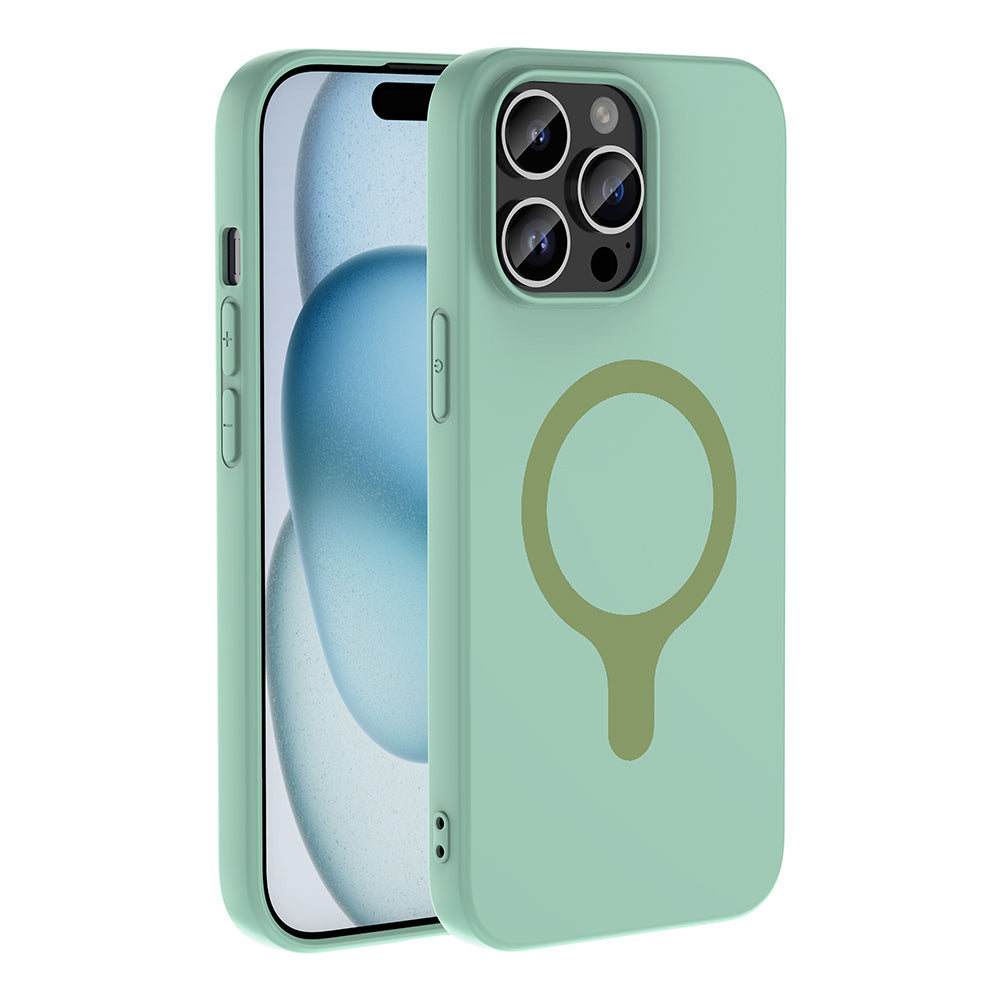 Apple iPhone 14 Pro Max Kılıf M-Safe Şarj Özellikli Zore Aris Silikon Kapak Turkuaz