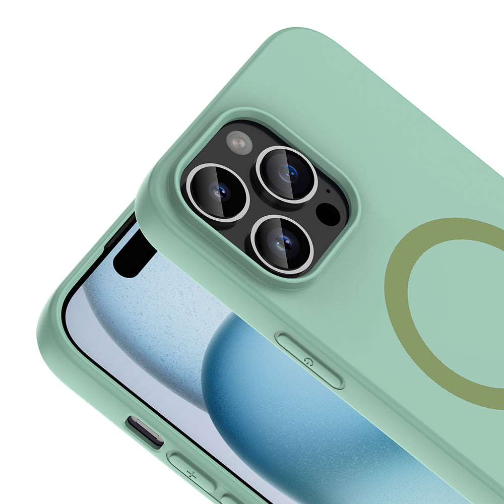 Apple iPhone 14 Pro Max Kılıf M-Safe Şarj Özellikli Zore Aris Silikon Kapak Turkuaz