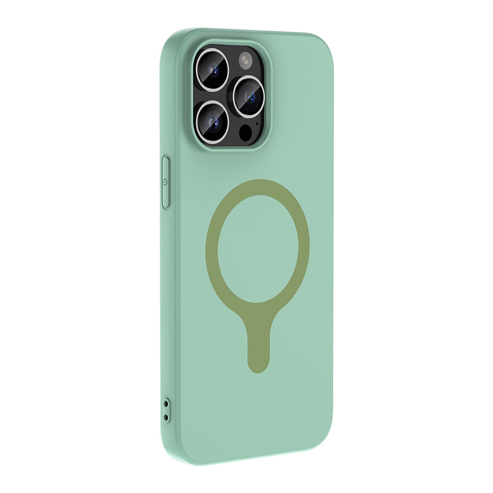 Apple iPhone 14 Pro Max Kılıf M-Safe Şarj Özellikli Zore Aris Silikon Kapak Turkuaz