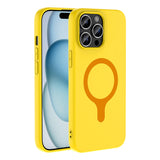 Apple iPhone 14 Pro Max Kılıf M-Safe Şarj Özellikli Zore Aris Silikon Kapak Sarı