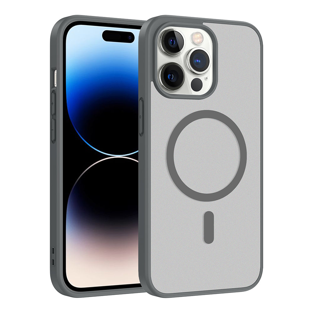 Apple iPhone 14 Pro Max Kılıf M-safe Şarj Özellikli Babet Kapak Gri