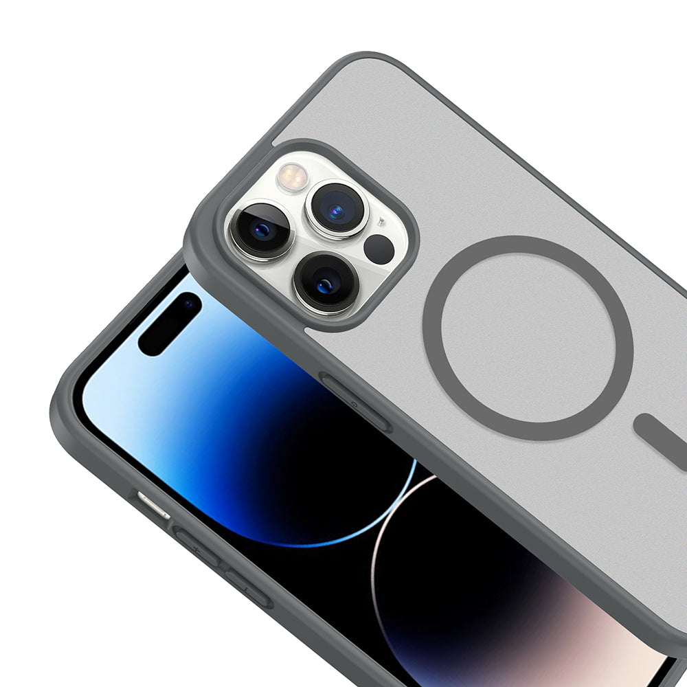 Apple iPhone 14 Pro Max Kılıf M-safe Şarj Özellikli Babet Kapak Gri