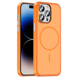Apple iPhone 14 Pro Max Kılıf M-Safe Şarj Özellikli Zore Lora PC Kapak Turuncu