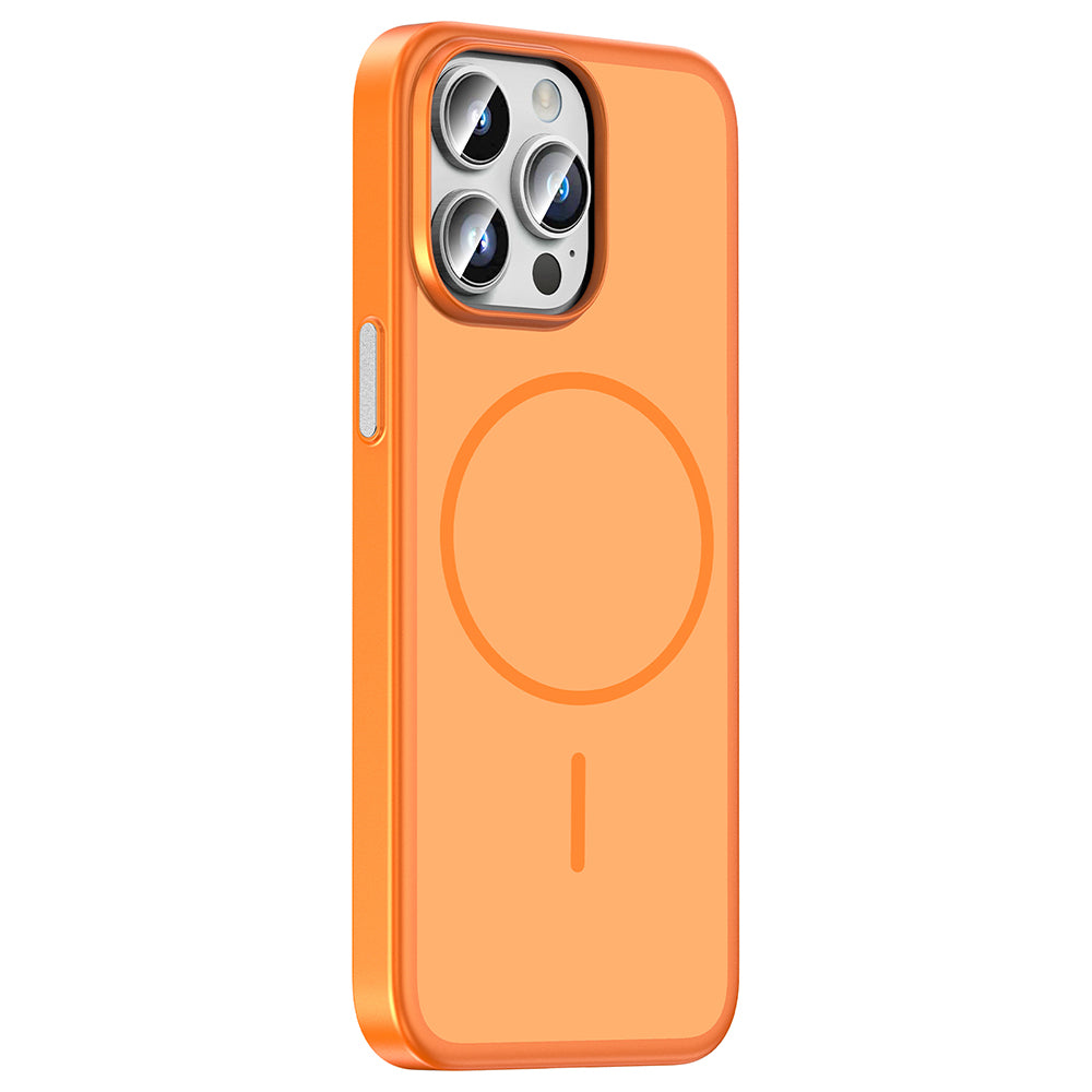 Apple iPhone 14 Pro Max Kılıf M-Safe Şarj Özellikli Zore Lora PC Kapak Turuncu