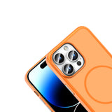Apple iPhone 14 Pro Max Kılıf M-Safe Şarj Özellikli Zore Lora PC Kapak Turuncu