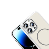 Apple iPhone 14 Pro Max Kılıf M-Safe Şarj Özellikli Zore Lora PC Kapak Gümüş