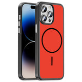 Apple iPhone 14 Pro Max Kılıf M-Safe Şarj Özellikli Zore Lora PC Kapak Kırmızı-Gri