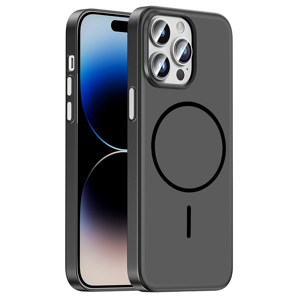 Apple iPhone 14 Pro Max Kılıf M-Safe Şarj Özellikli Zore Lora PC Kapak Siyah