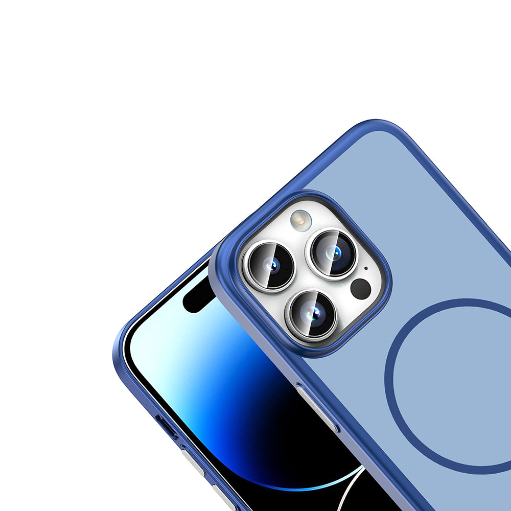 Apple iPhone 14 Pro Max Kılıf M-Safe Şarj Özellikli Zore Lora PC Kapak Lacivert