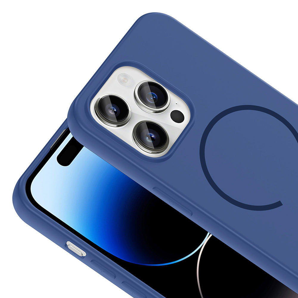 Apple iPhone 14 Pro Max Kılıf M-safe Şarj Özellikli Zore Meta Kapak Rose Pembe