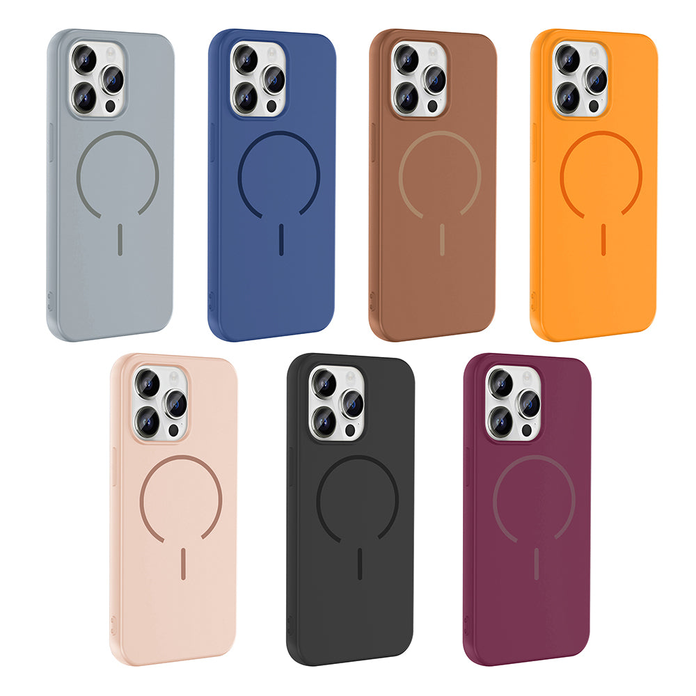 Apple iPhone 14 Pro Max Kılıf M-safe Şarj Özellikli Zore Meta Kapak Titanyum-Gri