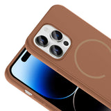 Apple iPhone 14 Pro Max Kılıf M-safe Şarj Özellikli Zore Meta Kapak Kahverengi