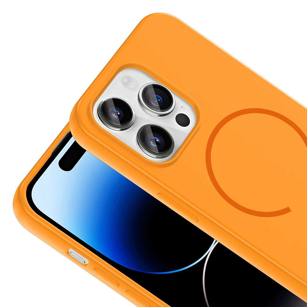 Apple iPhone 14 Pro Max Kılıf M-safe Şarj Özellikli Zore Meta Kapak Rose Pembe