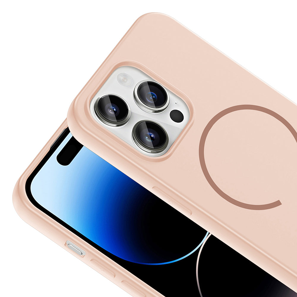 Apple iPhone 14 Pro Max Kılıf M-safe Şarj Özellikli Zore Meta Kapak Titanyum-Gri