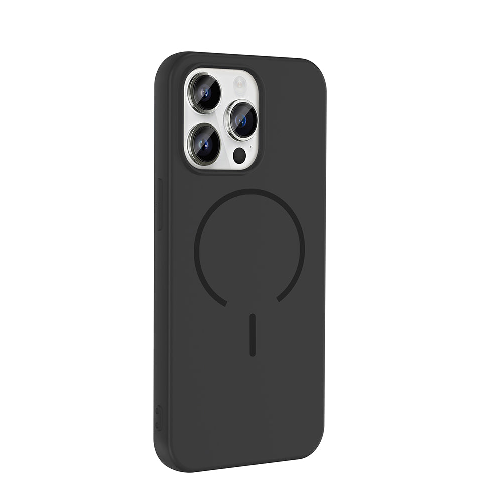 Apple iPhone 14 Pro Max Kılıf M-safe Şarj Özellikli Zore Meta Kapak Titanyum-Gri