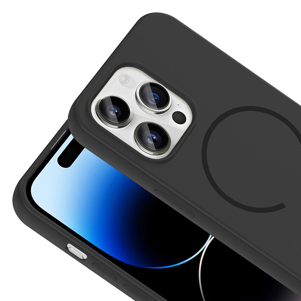 Apple iPhone 14 Pro Max Kılıf M-safe Şarj Özellikli Zore Meta Kapak Mürdüm