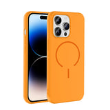 Apple iPhone 14 Pro Max Kılıf M-safe Şarj Özellikli Zore Meta Kapak Turuncu