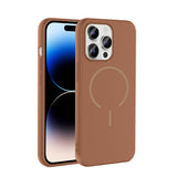 Apple iPhone 14 Pro Max Kılıf M-safe Şarj Özellikli Zore Meta Kapak Kahverengi