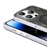Apple iPhone 14 Pro Max Kılıf M-safe Şarj Özellikli Fırça Boya Desenli Zore Palet Kapak Mor