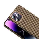 Apple iPhone 14 Pro Max Kılıf M-safe Şarj Özellikli Karbon Fiber Görünümlü Zore Gros Kapak Gold-Siyah