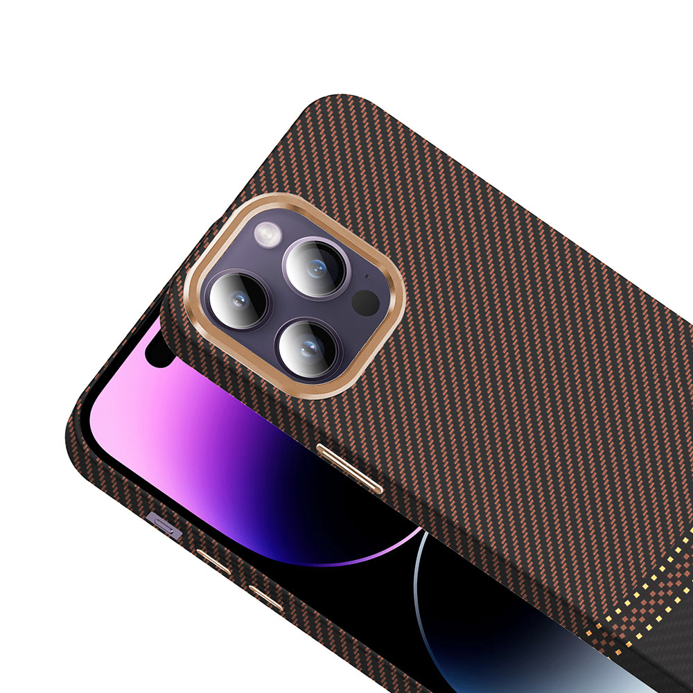 Apple iPhone 14 Pro Max Kılıf M-safe Şarj Özellikli Karbon Fiber Görünümlü Zore Gros Kapak Siyah