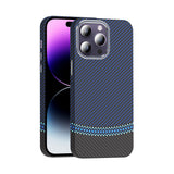 Apple iPhone 14 Pro Max Kılıf M-safe Şarj Özellikli Karbon Fiber Görünümlü Zore Gros Kapak Lacivert