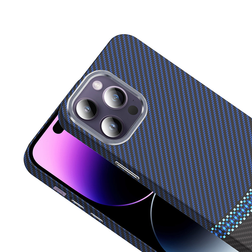 Apple iPhone 14 Pro Max Kılıf M-safe Şarj Özellikli Karbon Fiber Görünümlü Zore Gros Kapak Siyah