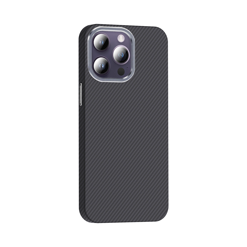 Apple iPhone 14 Pro Max Kılıf M-safe Şarj Özellikli Karbon Fiber Görünümlü Zore Gros Kapak Gri-Siyah