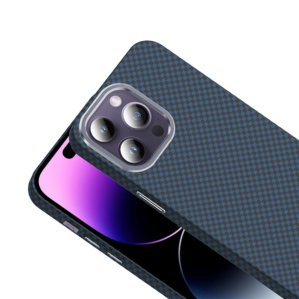 Apple iPhone 14 Pro Max Kılıf M-safe Şarj Özellikli Karbon Fiber Görünümlü Zore Gros Kapak Siyah