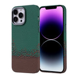 Apple iPhone 14 Pro Max Kılıf M-safe Şarj Özellikli Karbon Fiber Görünümlü Zore Nekst Kapak Yeşil