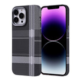 Apple iPhone 14 Pro Max Kılıf M-safe Şarj Özellikli Karbon Fiber Görünümlü Zore Nekst Kapak Gri-Siyah