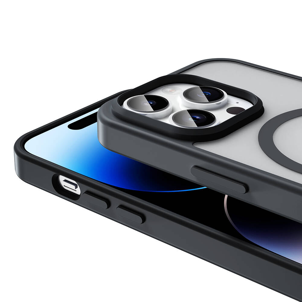 Apple iPhone 14 Pro Max Kılıf M-safe Şarj Özellikli Mat Arka Yüzey Zore Sio Kapak Koyu Mor