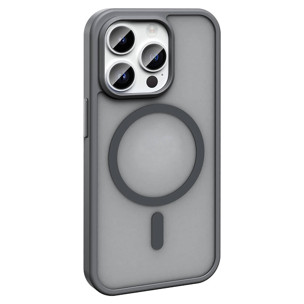 Apple iPhone 14 Pro Max Kılıf M-safe Şarj Özellikli Mat Arka Yüzey Zore Sio Kapak Gri