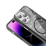 Apple iPhone 14 Pro Max Kılıf M-safe Şarj Özellikli Parlayan Simli Zore Okso Kapak Beyaz