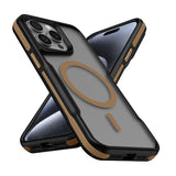 Apple iPhone 14 Pro Max Kılıf M-safe Şarj Özellikli Renkli Kenar Airbag Şeritli Zore Lamer Kapak Gri