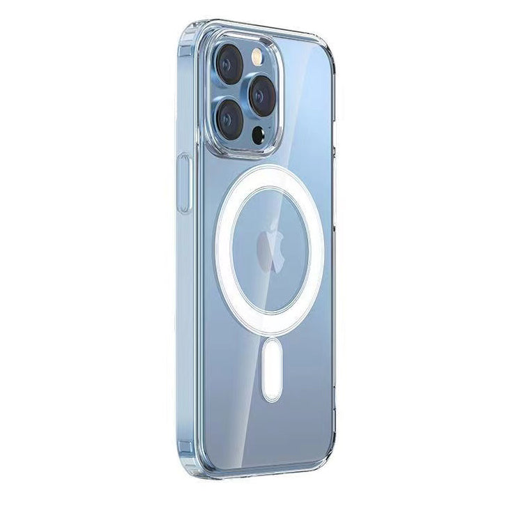 Apple iPhone 14 Pro Max Kılıf M-safe Şarj Özellikli Şeffaf Sert PC Zore Embos Kapak Renksiz