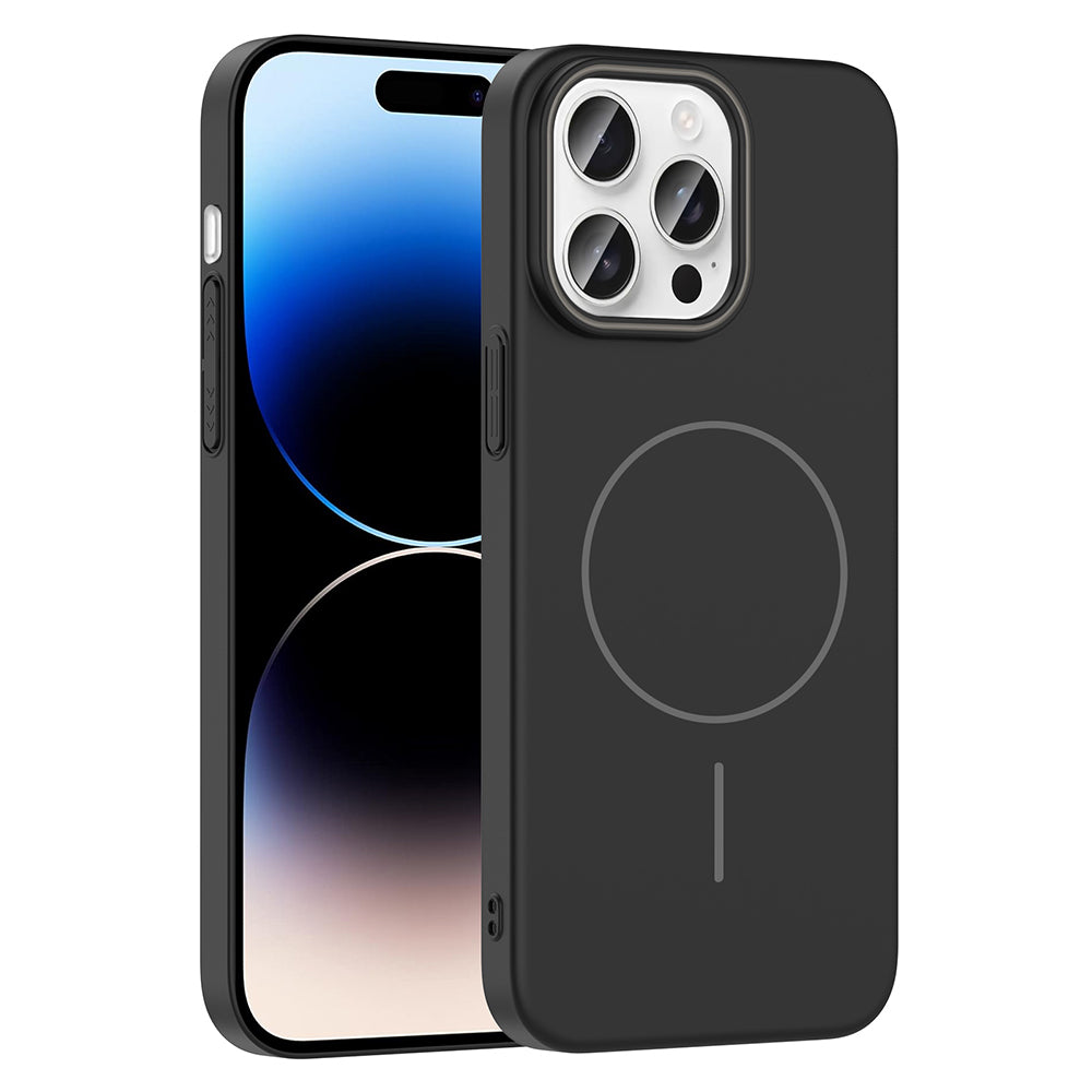 Apple iPhone 14 Pro Max Kılıf M-safe Şarj Özellikli Zore Ruby Sert Kapak Mürdüm